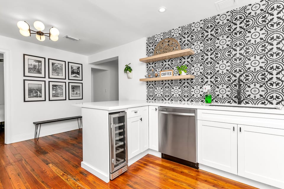 Kitchen has all the amenities for any length of stay.