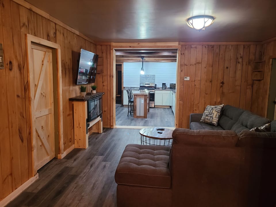 Living room next to kitchen