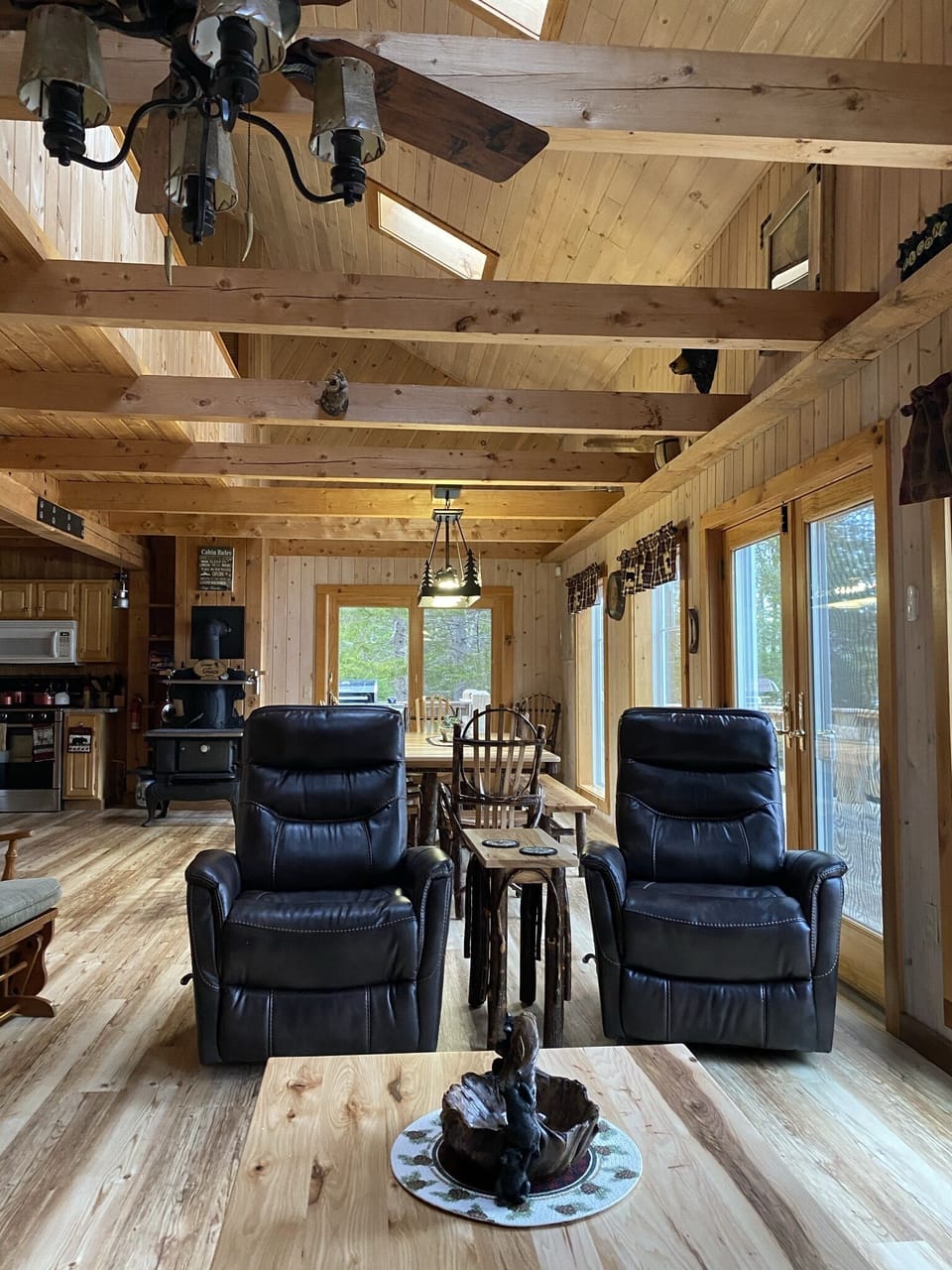 Spacious living area overlooks the water