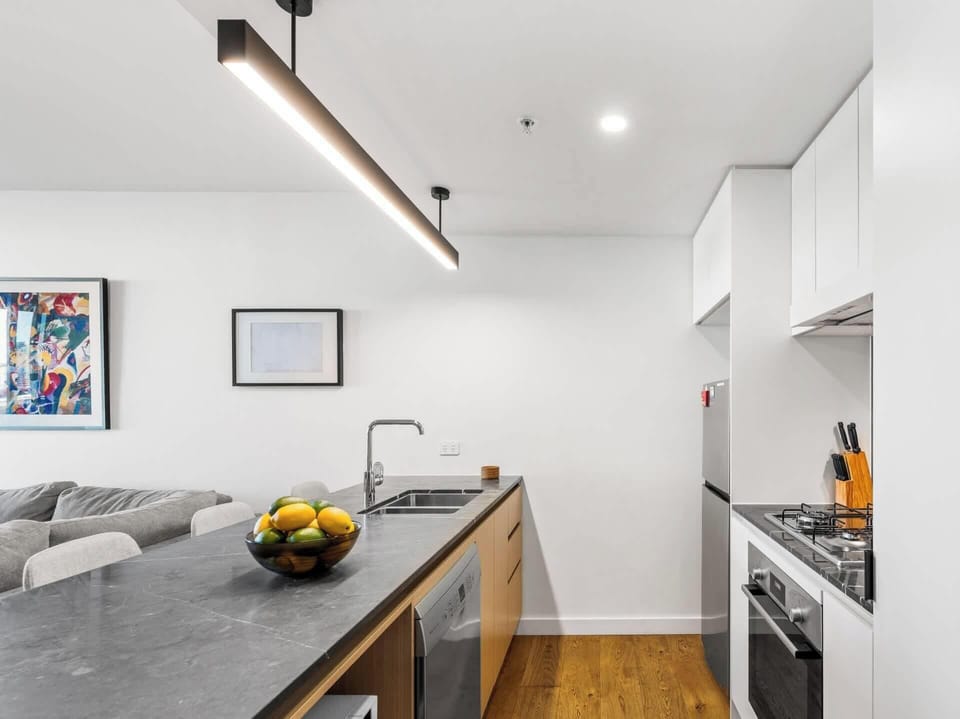 Kitchen has dishwasher and microwave for your convenience