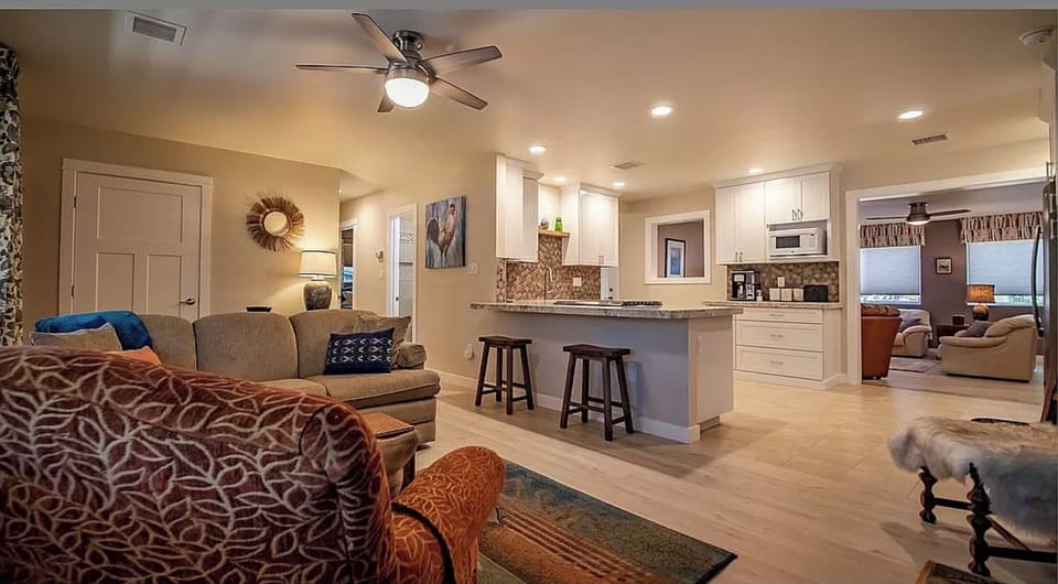Living room looking into kitchen