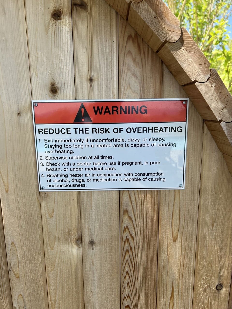 Warning sign for sauna 