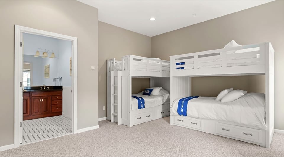 Kids’ room has a new smart tv on the wall.