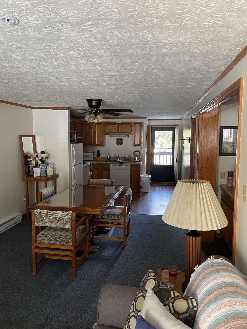 Living Area, Dining Area, and Kitchen facing main entry way