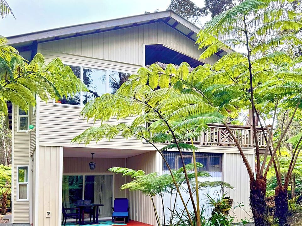 Maile back yard - Maile Treehouse in Volcano near the national park