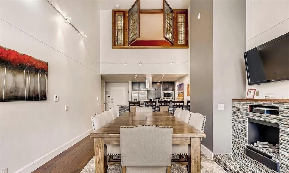 Dining room with working fireplace