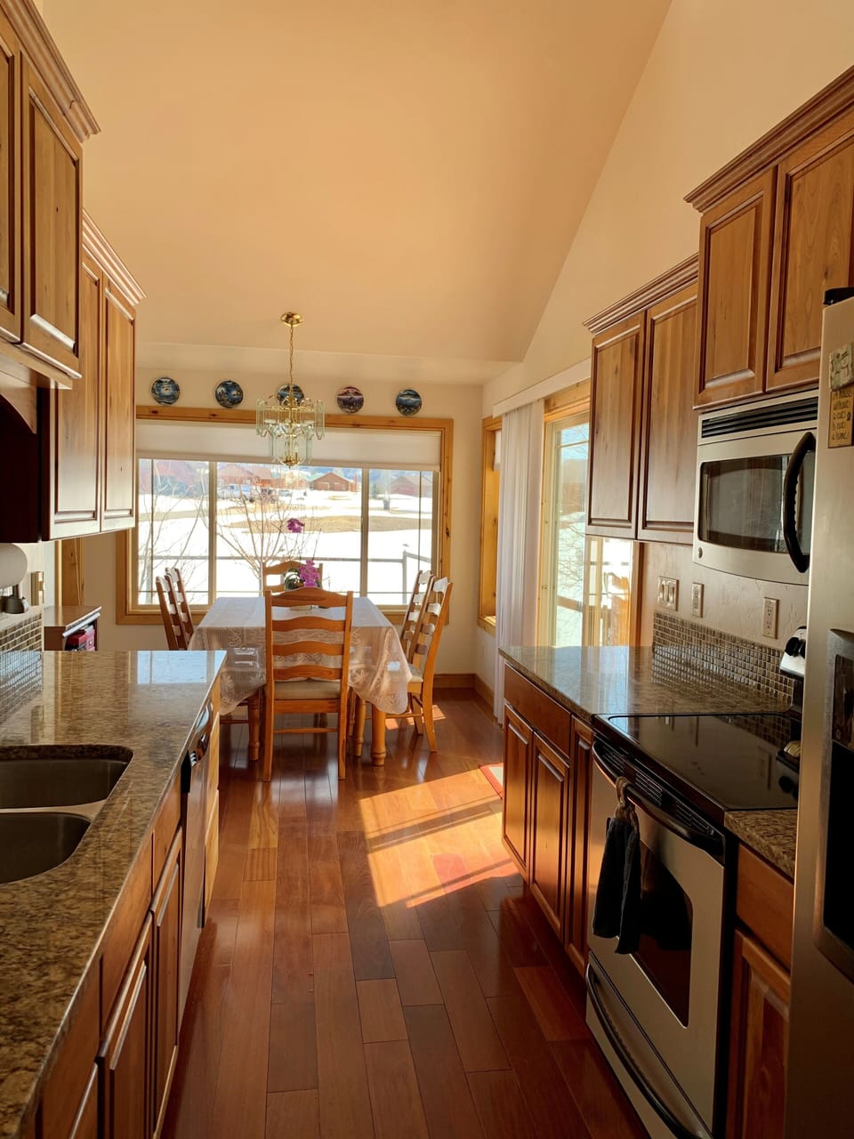 Galley kitchen fully loaded with spices, coffee and many extras