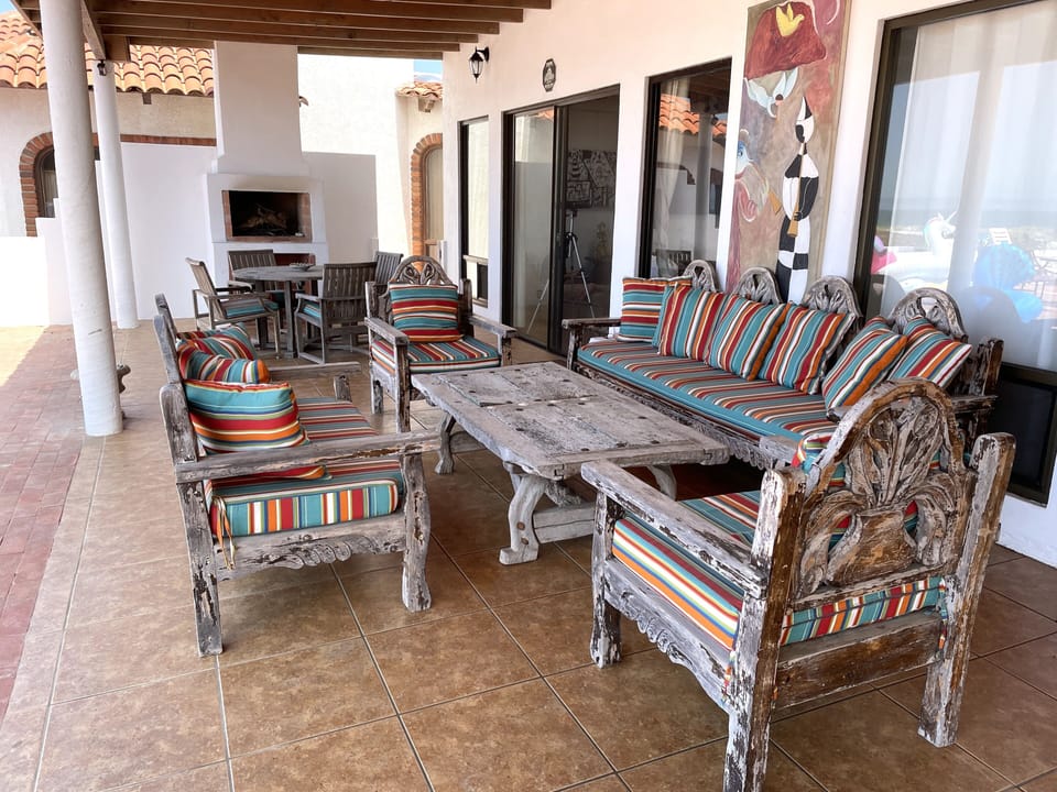Covered Loggia with Fireplace