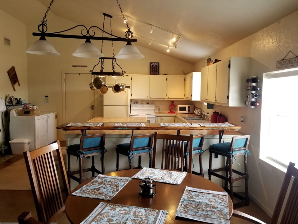 Huge kitchen to prepare your meal or heat up left overs.  Generous counters. 