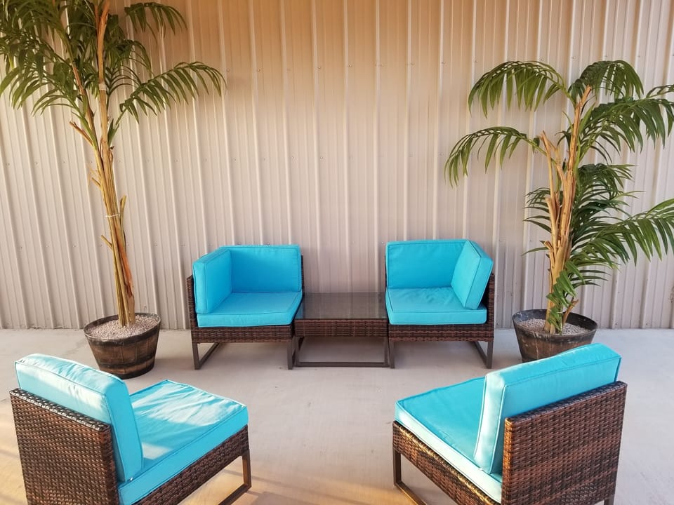 Patio is wonderful for morning coffee and evening wine. 