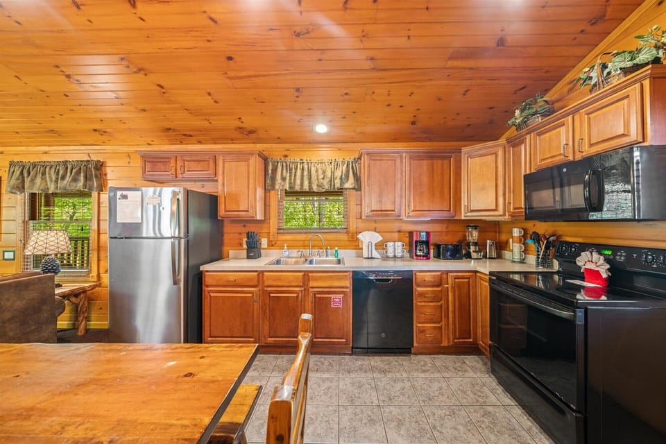 Kitchen Fully Stocked with Pot, Pans, Dishes, Utensils, Coffee Pot, Toaster etc.