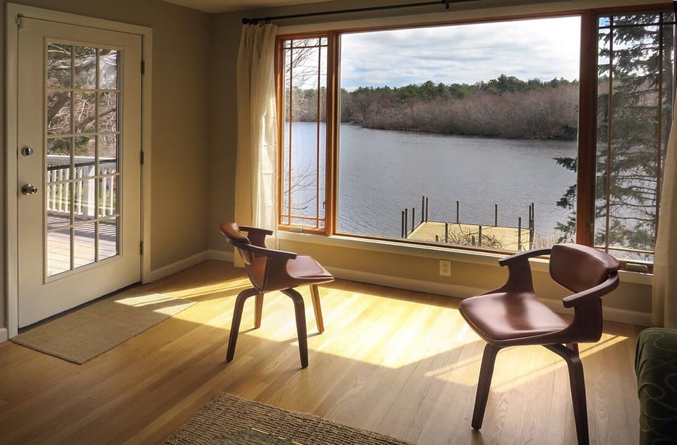 View from living room, door to deck