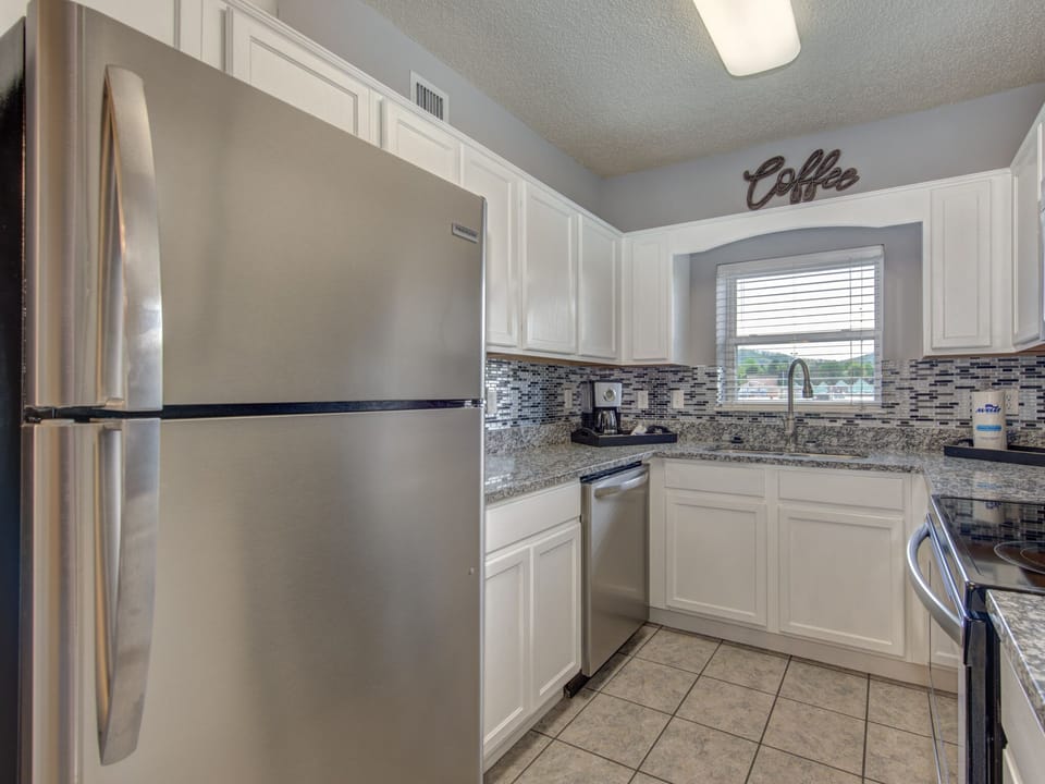 Room for Extras - The spacious cabinets and fridge have lots of room for supplies, and all the cookware, dishes and utensils you’ll need.