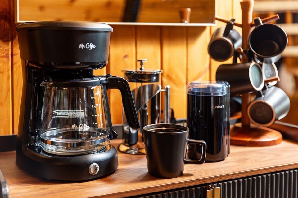 Your perfect morning starts here—brew a fresh cup and sip slowly while the cabin wakes up around you.