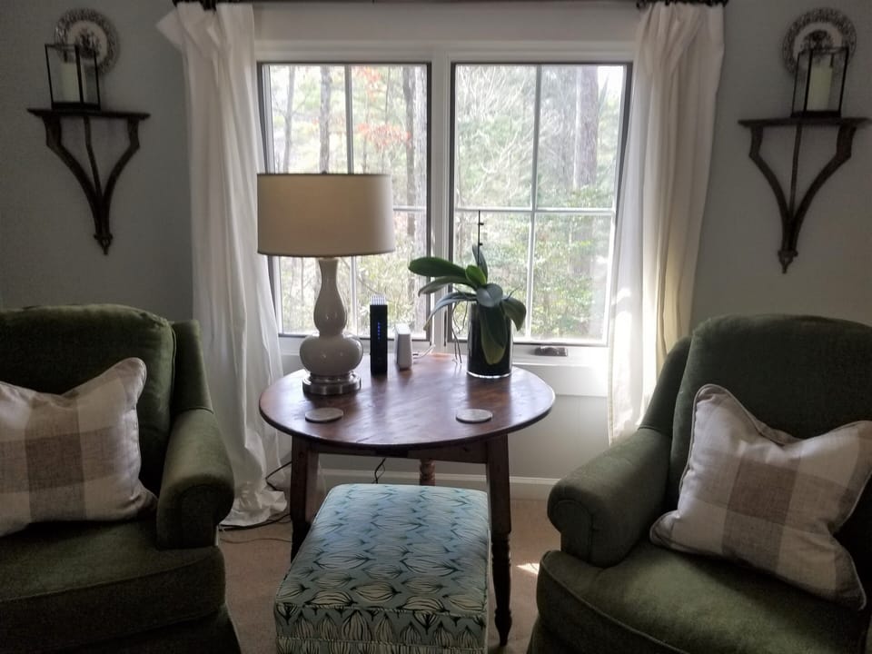Seating area in window of master bedroom