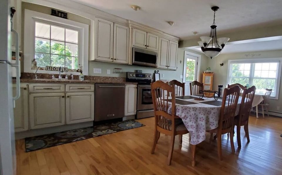 Large country kitchen and open dinning