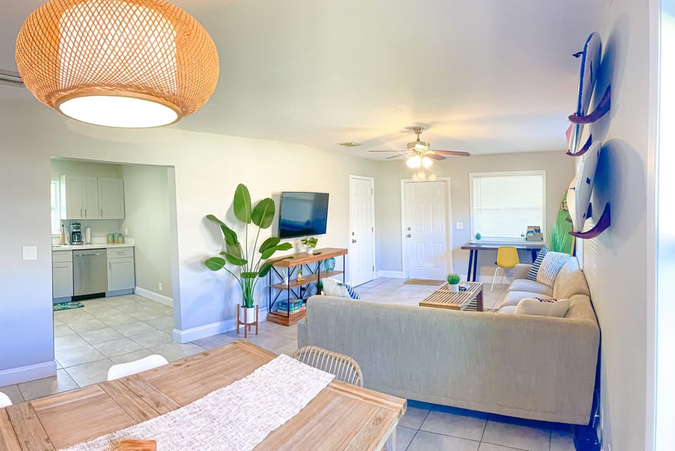 Easy access to the kitchen from the living and dining spaces.