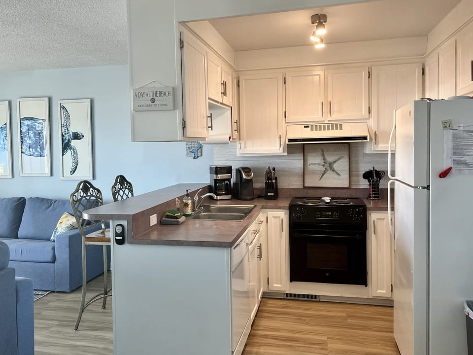 Fully stocked bright kitchen