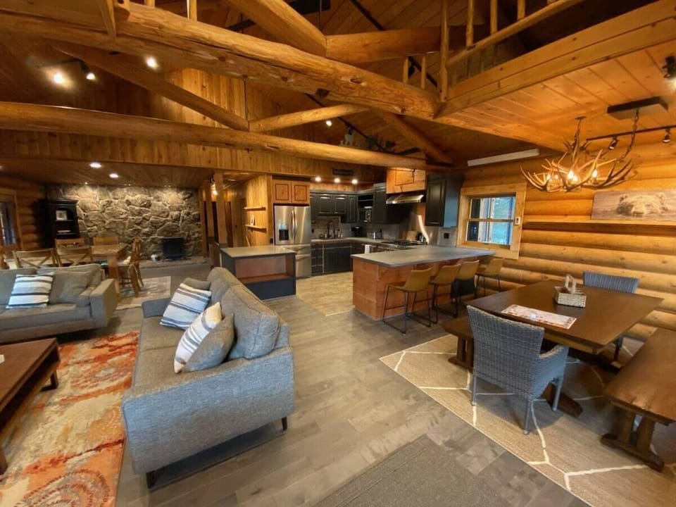 Spacious open concept space with authentic cabin feel, but with plenty of room for family and friends.
