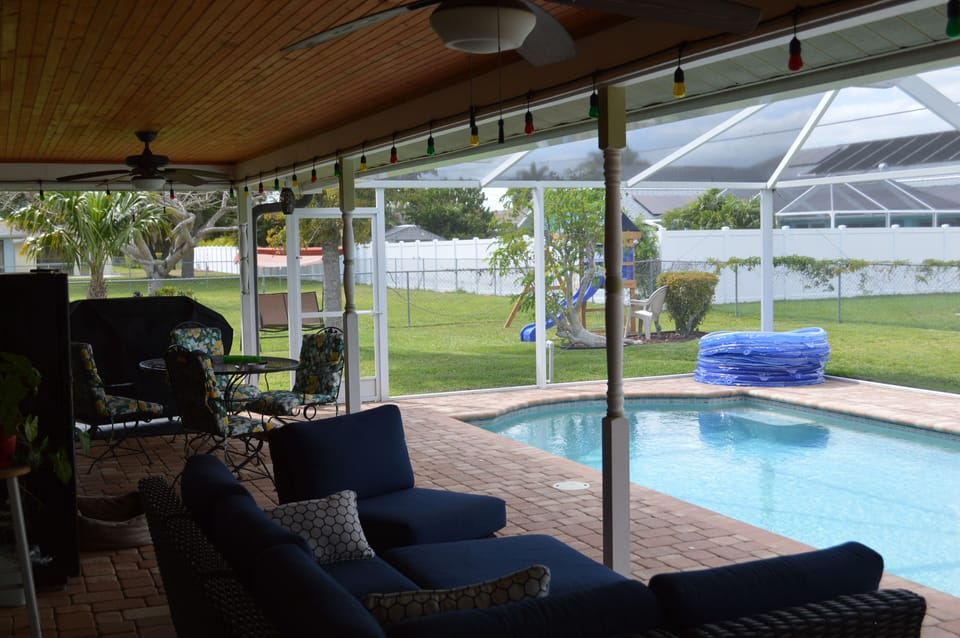 Saltwater, heated pool.