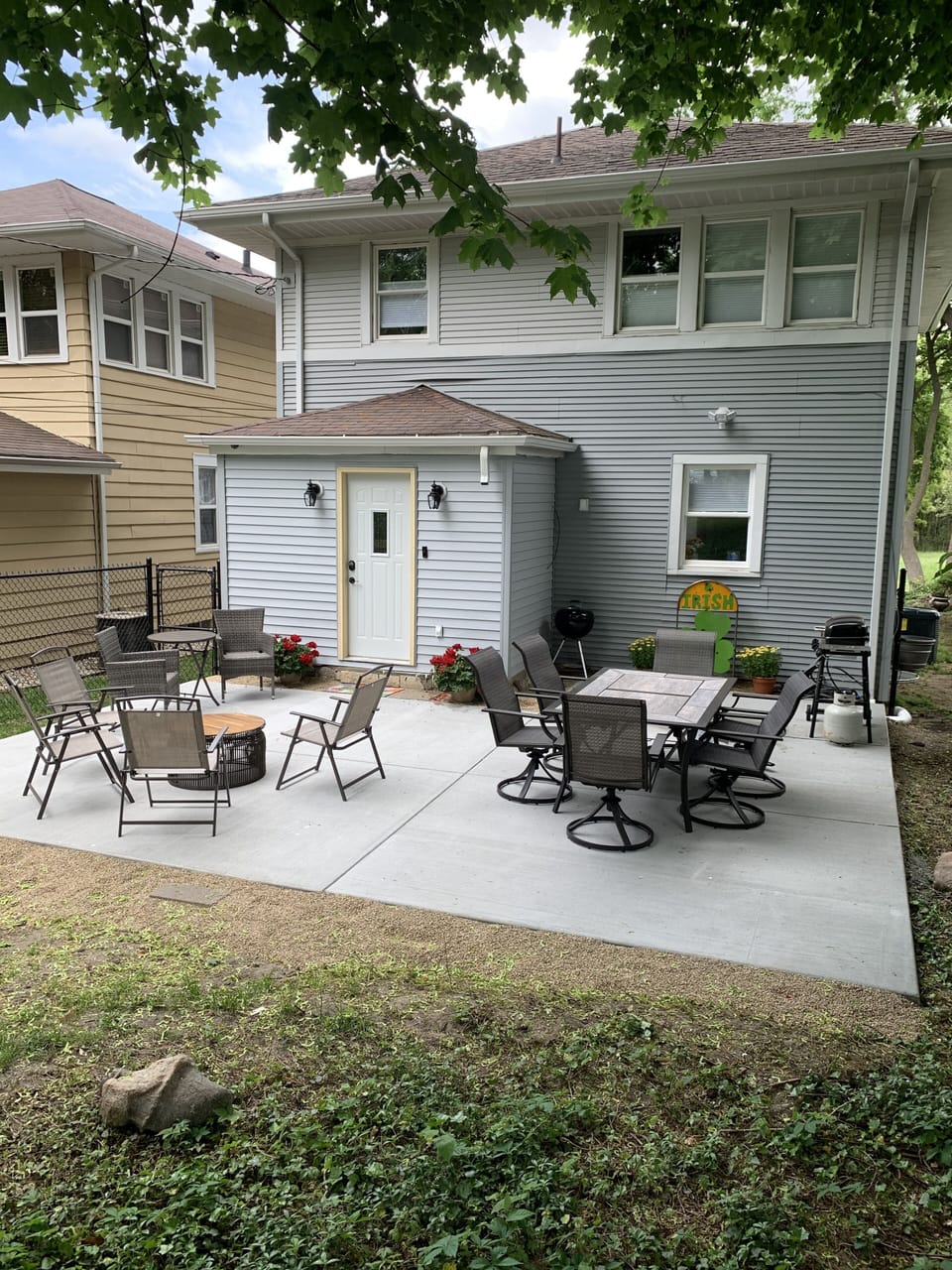 Large Shaded Patio.  Great gathering area with grill and 6 person dining.