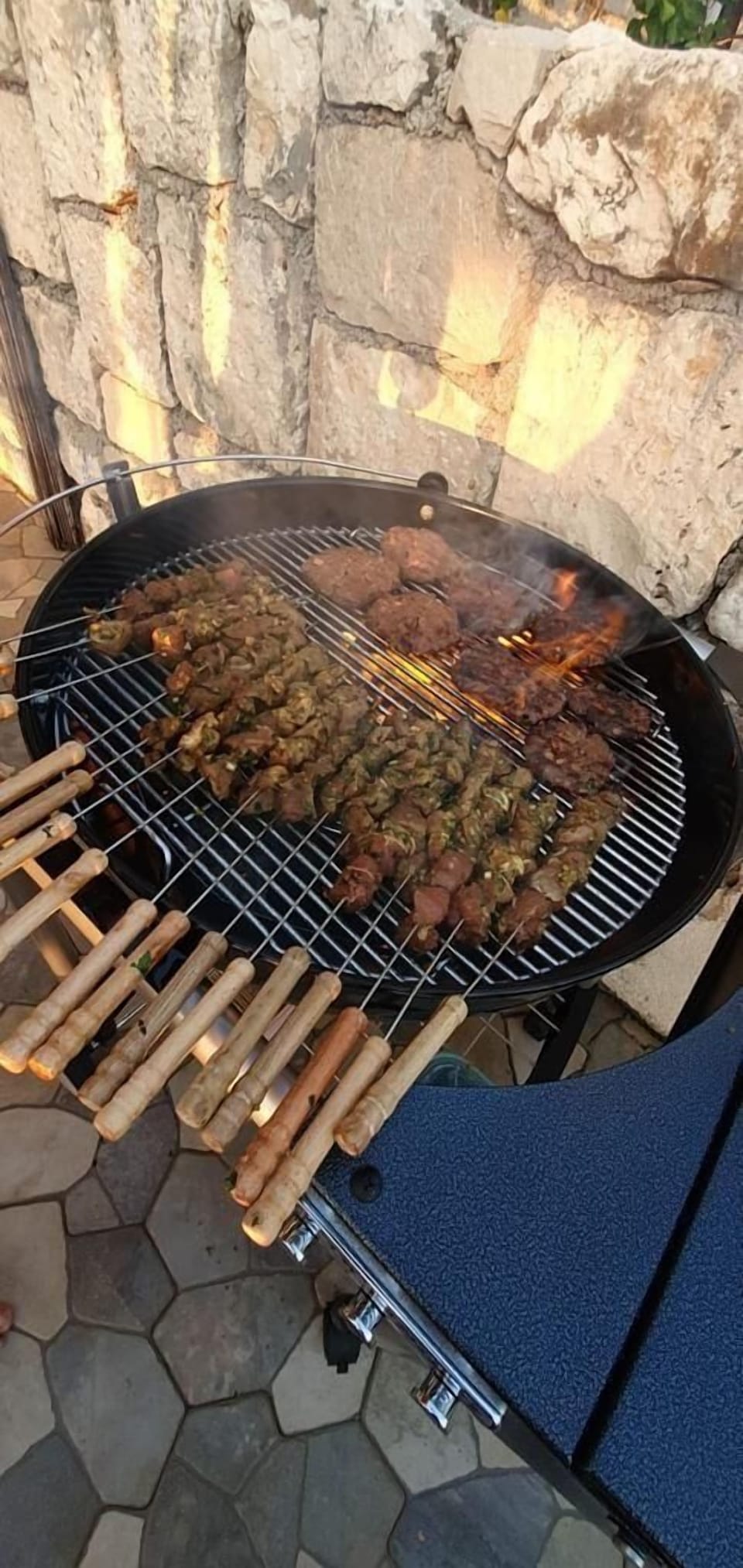 Dining area. Charcoal/wood grill