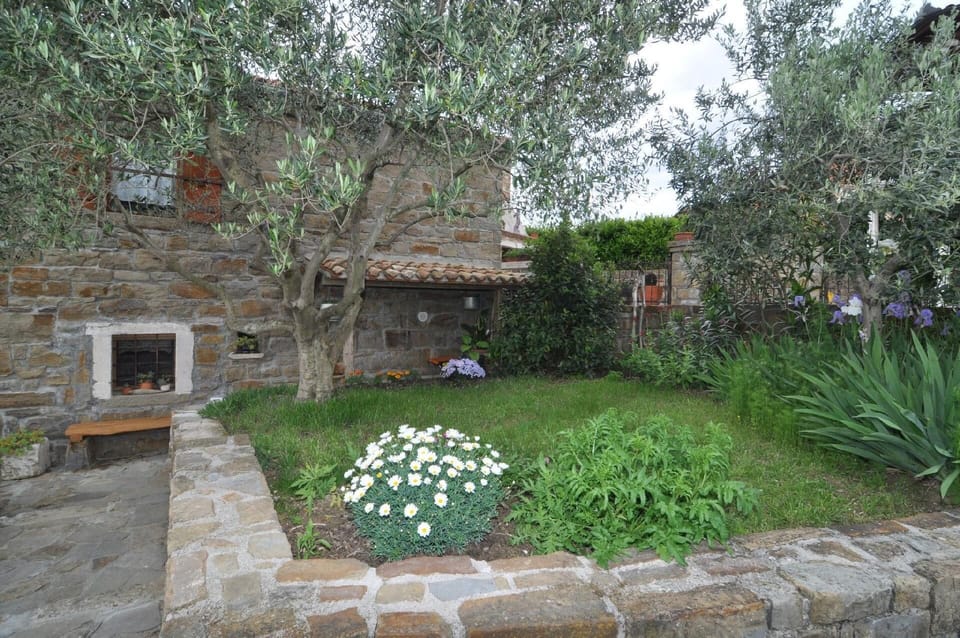 External view of the building. Garden detail
