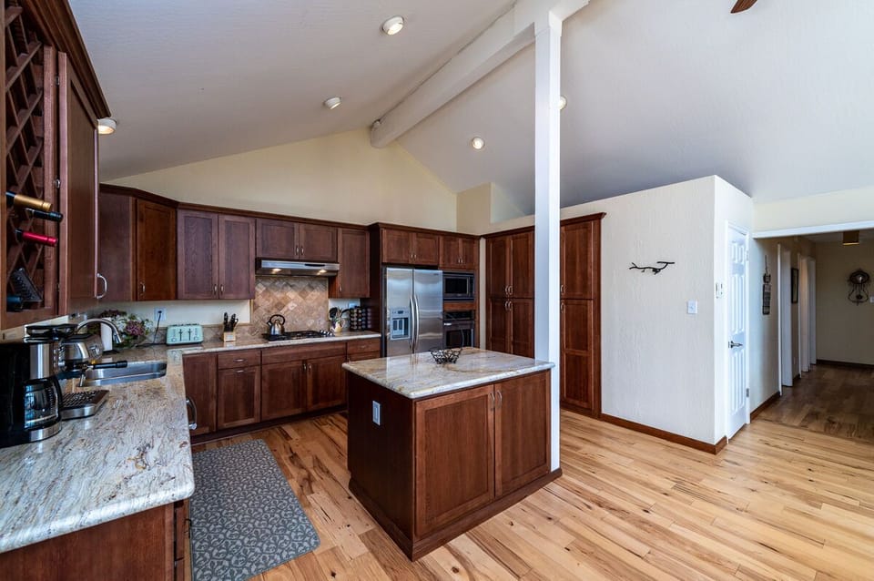 Kitchen has space to prepare large meals