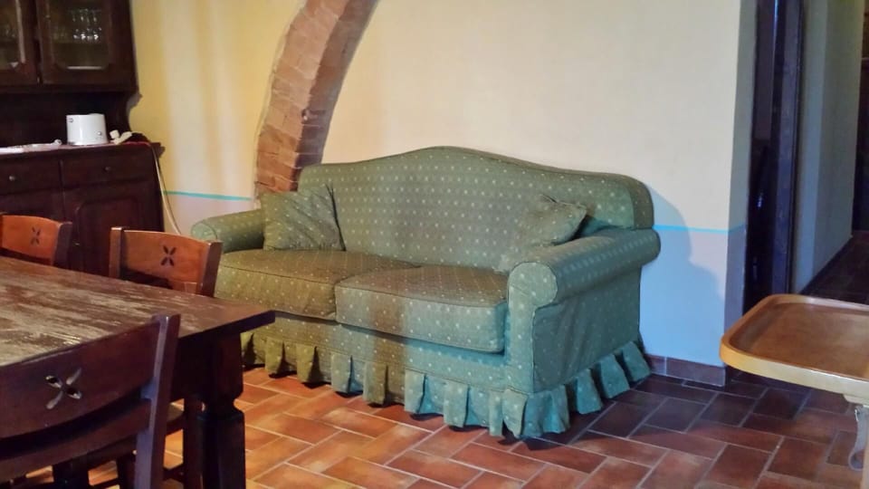 Living area. Living with sofa and kitchen