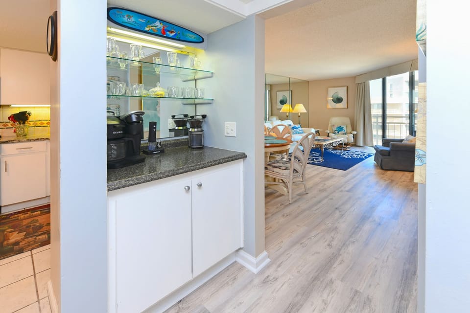 Coffee Bar with large coffee maker