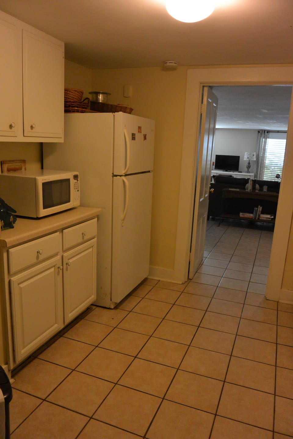 Roomy galley kitchen well stocked.