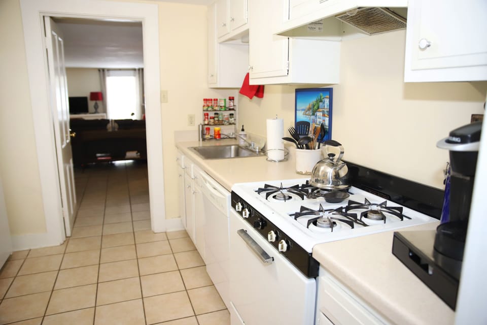 Kitchen conveniently flows from dining area.