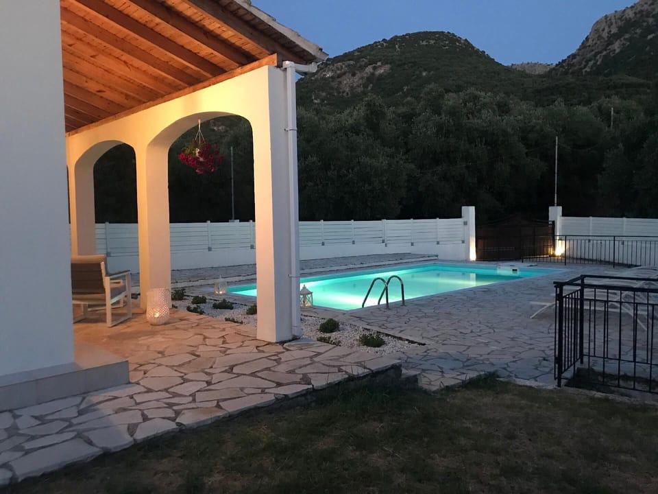 The pool at dusk.