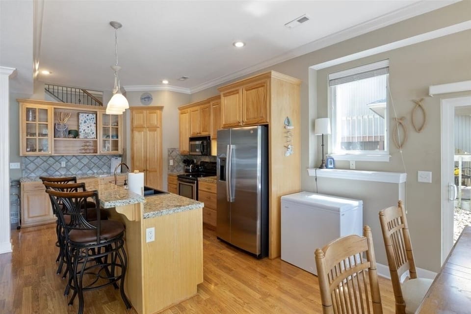 Fully stocked kitchen to include a deep freezer perfect for storing bags of ice