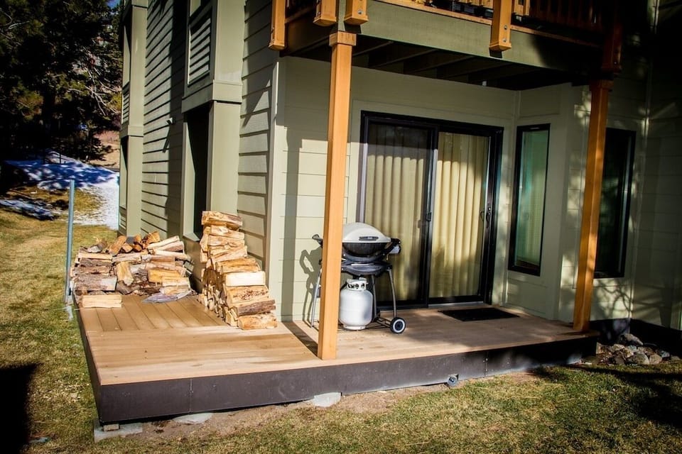 Patio, Porch, Door, Building, Grass