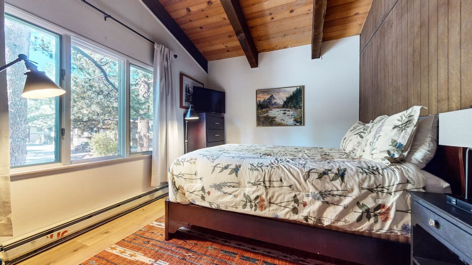Indoors, Painting, Hardwood, Bed, Furniture