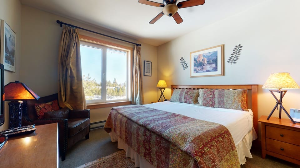 Ceiling Fan, Bed, Furniture, Bedroom, Room