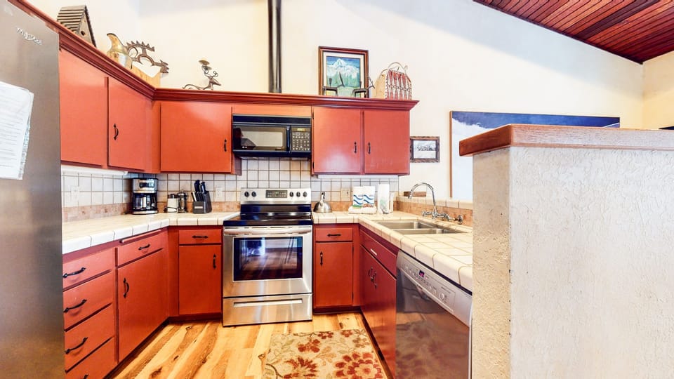 Indoors, Kitchen, Microwave, Oven, Flooring
