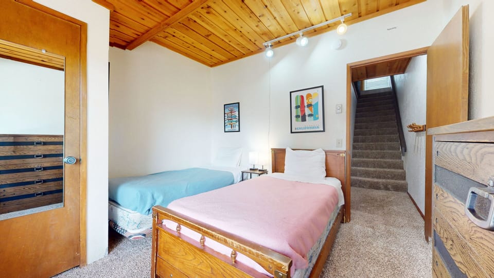 Indoors, Hardwood, Painting, Stained Wood, Bed