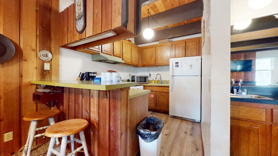 Indoors, Hardwood, Stained Wood, Appliance, Refrigerator