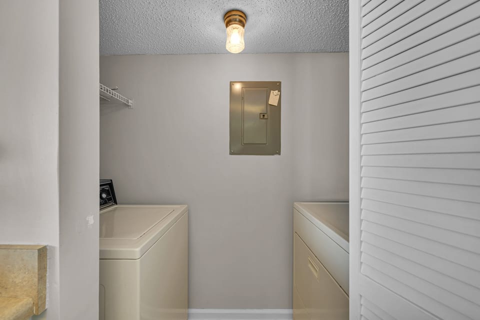For your convenience, there is a washing machine and dryer located inside the unit for your use.