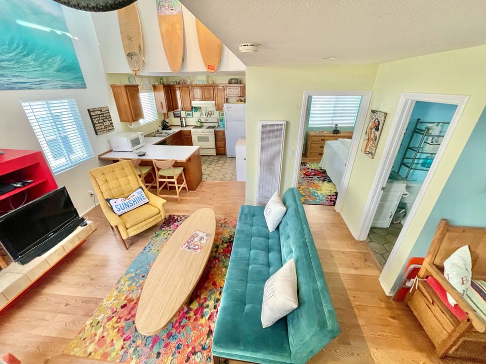 View of living area from stairs
