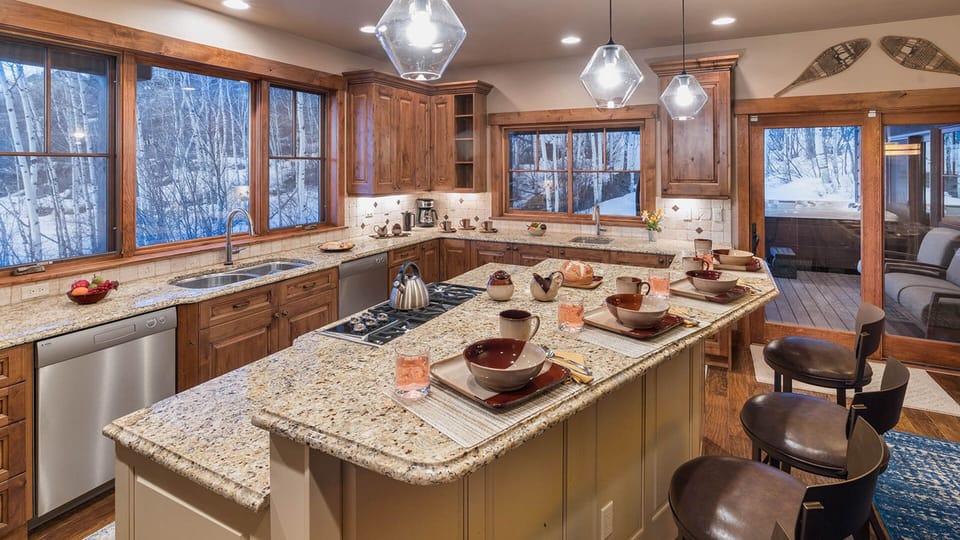 Kitchen, Main Level, Chalet Fuego - Island with bar seating