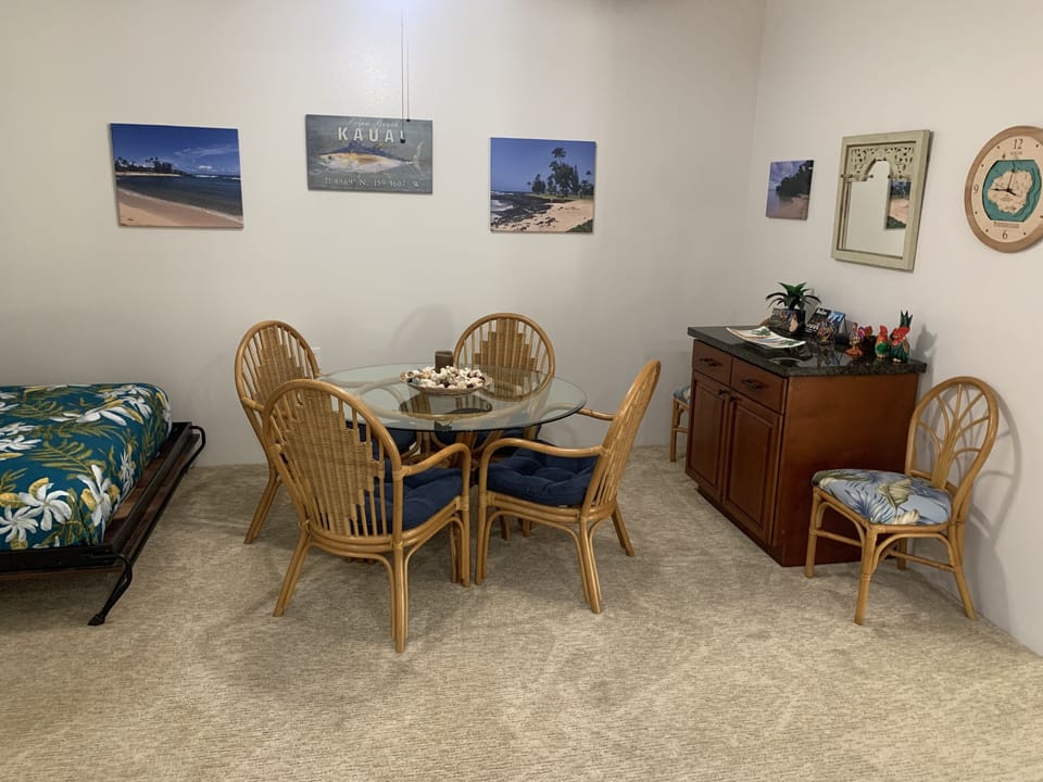 Even with the murphy bed out there is still plenty of space in the dining room