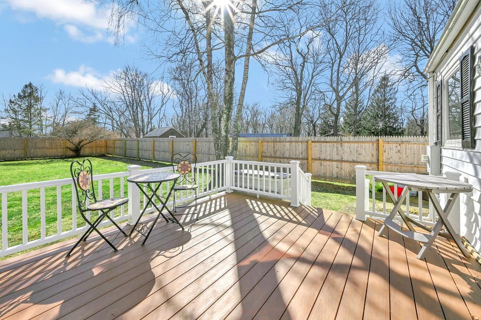 Large Private deck with new furniture and fire pit