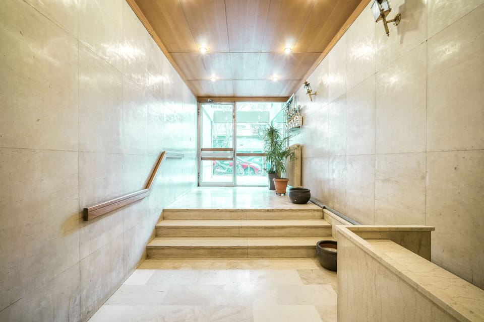 Entrance lobby of condo apartment building