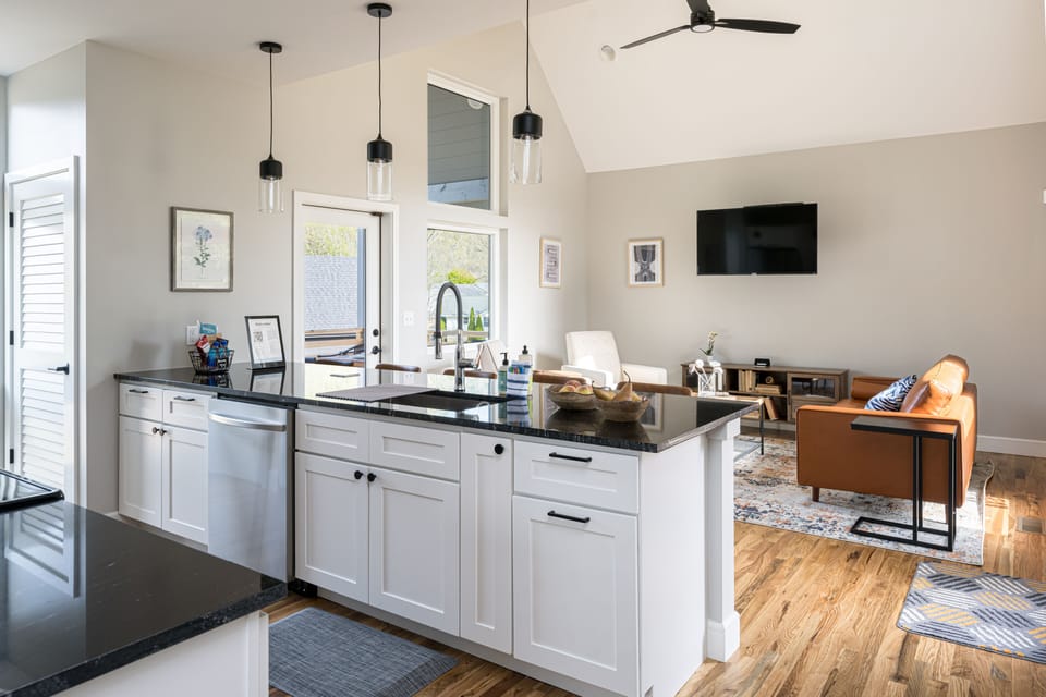 Stainless appliances and solid countertop