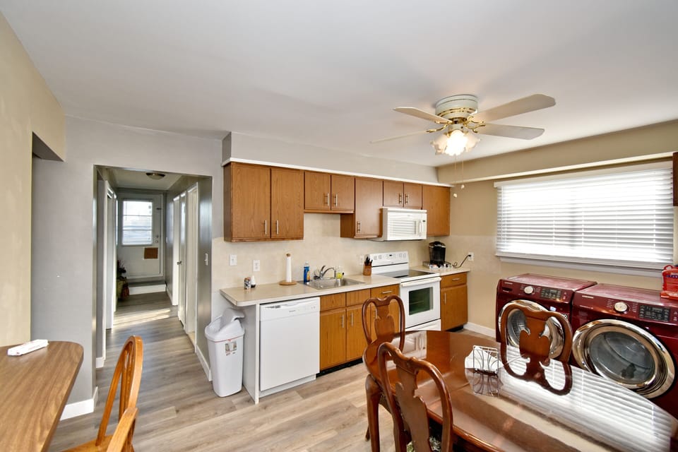 Kitchen features range, oven, microwave, dishwasher, refrigerator, Keurig