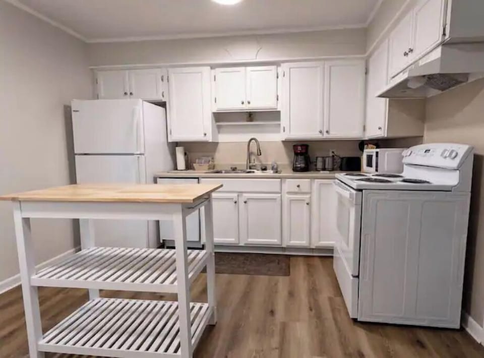 Fully stocked kitchen with island