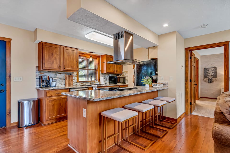 Kitchen is fully stocked with everything you would need to do some home cooking!